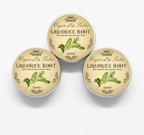 3 x Liquorice Balm, Vegan Lip Salve containing Liquorice (Licorice) Root Extract, Naturally Anti- Viral for Cold Sores