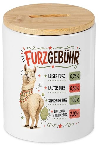 Lustige Lama Furzgebühr Spardose - Sparschwein, Geldgeschenk für Freund, Familie - lustiges Wunscherfüller Geschenk mit Humor