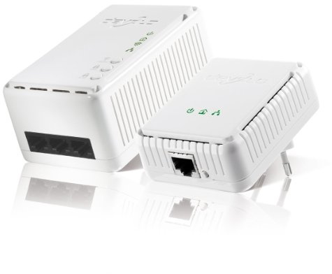 devolo 1003 - Pack de 2 adaptateurs CPL (dLAN 200 AV Wireless N Starter Kit+) : 3 ports Fast Ethernet / prise gigogne intégrée / Wifi