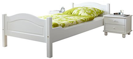 TiCAA Einzelbett Gästebett, Funktionsbett für Schlafzimmer, Kinderzimmer Kiefer massivholz Bettgestell 90 x 200