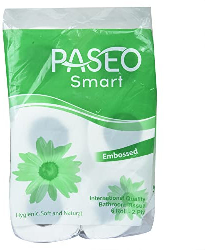 PASEO Smart International Lot de 6 rouleaux de papier toilette extra doux 2 plis 200 tirages par rouleau 9,9 x 11 cm