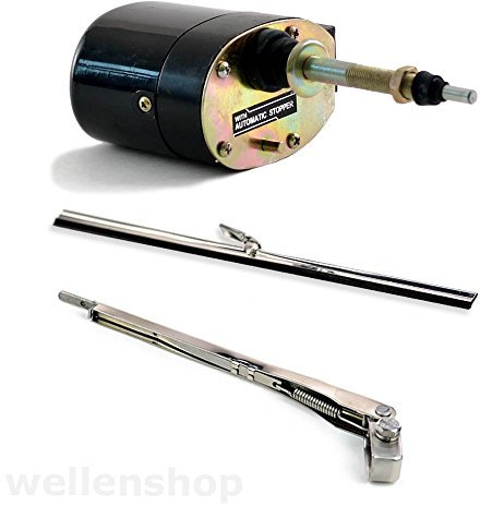 Nautika 12 Volt universeller Wischermotor mit Schalter, Scheiben-Wischerarm, Scheiben-Wischerblatt 350 mm Scheibenwischermotor Scheibenwischer Boot