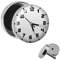 Treuheld | Ohrstecker zum Schrauben - UHR-ZEIT - schwarz-weiß - Motiv Fake-Plug Ø 10mm Silber - Edel-Stahl Ohr-Ringe - Chirurgen-Stahl 316L Fake-Tunnel - Gewinde Ohr-Stecker - Wecker Uhr-Zeiger