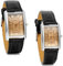 JewelryWe Partneruhren Armbanduhr,Retro Leder Analog Quarz Uhr mit römischen ziffern Zifferblatt, Lieben, Schwarz