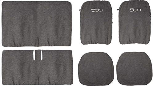 Lupex Shop 500_JN Copri-sedili Auto Compatibili 500 | Jeans Nero | Set Copri-Sedile Anteriori e Posteriori | Logo Ricamato | Airbag Compatibile | Accessori Auto Interno