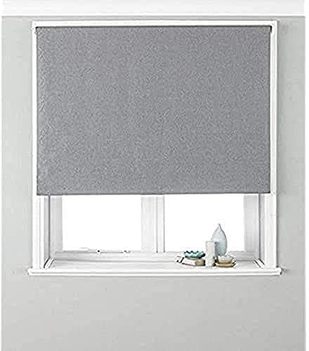 Riva Home Eclipse Blackout Roller Blind, Polyester, Silver, 48 x 64 (122 x 162cm)