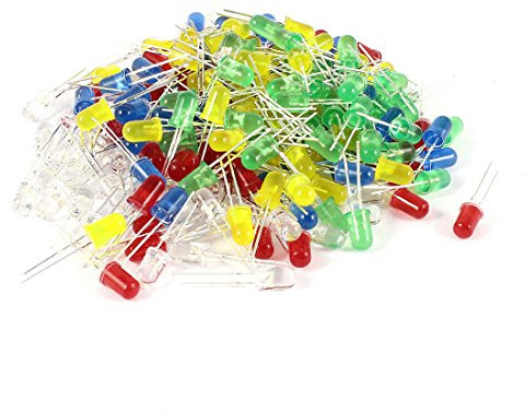 Aexit 200 Pcs Chapeau paille 5mm rouge vert jaune blanc Ble-u LED Lumière Émettant Diode 849W585