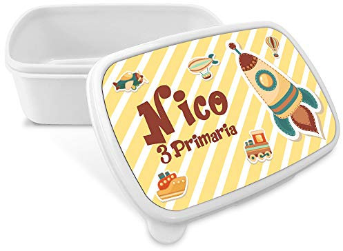 Fiambrera Personalizada Infantil. Caja Merienda. Caja Almuerzo Infantil. Tuper Niño Colegio. Taper Niños Colegio Personalizado. Taper niña niño. COLOR A ELEGIR. Cohete