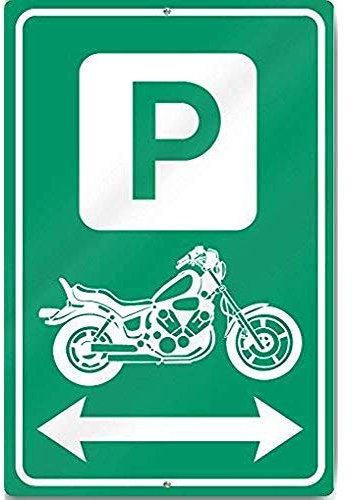 BDTS Plaque en métal pour Moto avec flèche de Parking Double Sens 20,3 x 30,5 cm