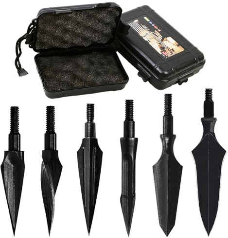 ZSHJGJR 6 Stück Mittelalterliche Pfeilspitzen Broadheads Jagdspitzen Schraubspitzen für Carbonpfeile Traditionelles Bogenschießen Pfeilspitzen Recurvebogen Compoundbogen Erwachsene