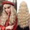 YEESHEDO Damen Perücke Lang Lockige Blond Perücken für Frauen mit Pony, Natürlich Lange Locken Haare Blonde Wig, Anime Cosplay Halloween Wigs 28 Zoll (Blond)