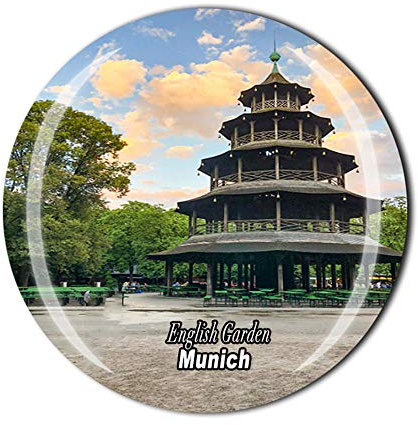 Kühlschrankmagnet, Motiv: Englischer Garten, München, Bayern, Deutschland, Souvenir, Geschenk, Dekoration, Magnet-Sticker-Kollektion