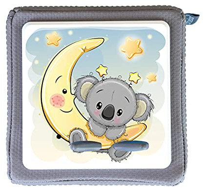 MeinBaby123® Schutzfolie kompatibel mit Toniebox | Schutzcover selbstklebend | Aufkleber passgenau I Folie Sticker I Toniebox Zubehör | Koala mit Mond und Sternen