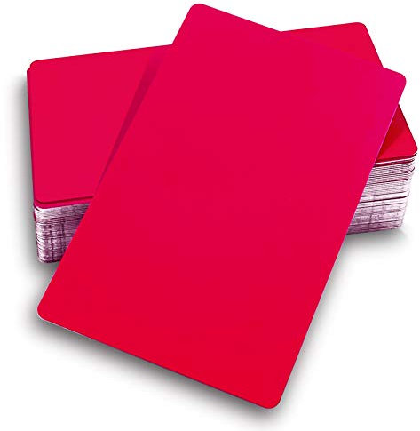 Ebamaz Dick Metall Visitenkarten aus Aluminium Legierung 86X54X0,45mm 50 Stücke Blanko für Gravur (Rot)
