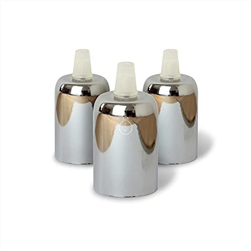 AMARCORDS - 3 Lampenfassung E27 Vintage Retro Edison Metall für Pendelleuchte. Ausführung im Industriestil CHROM