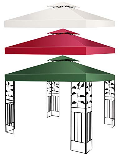 GOPLUS Ersatzdach für Pavillon 3x3m wasserdicht, Pavillondach Ersatzbezug Schutzhaube Dachplane Pavillionplane für Garten Pavillon (Dunkelgrün, Doppeldach)