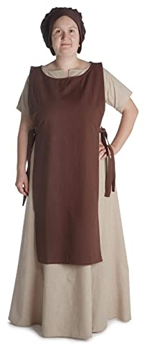 HEMAD Skapulier médiéval Hrotsvit en coton vert clair, bleu clair, vert, noir, blanc, rouge, marron, violet, chanvre, rouge feu, beige, jaune, marron clair S/M, L/XL