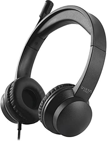 Vieta Pro Auriculares de Diadema Workey | Cascos con Micrófono y Cable USB con Botón para Control de Sonido | Accesorio Compatible con PC, Chromebook, Tablet, Oficina y Videollamadas