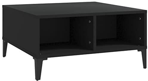 vidaXL Couchtisch mit 4 Fächern Beistelltisch Wohnzimmertisch Kaffeetisch Sofatisch Teetisch Tisch Wohnzimmer Schwarz 60x60x30cm Holzwerkstoff