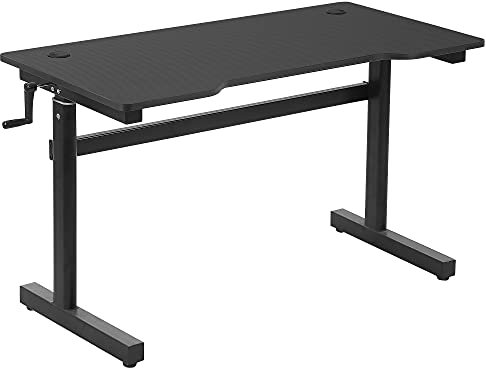 Vinsetto Schreibtisch Computertisch höhenverstellbar Handkurbellift Stehschreibtisch Bürotisch Verstellbare Fußstützen Metall Schwarz 120 x 60 x 72-117 cm