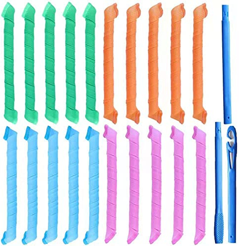 Lockenwickler Große Locken Kit 20 pcs DIY Wave Styling Kit ，55 cm No Heat Lockenwickler mit Stylinghaken für die meisten Frisuren mehrfarbig