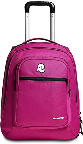 Invicta Trolley Scuola Bump, Fucsia, New Way, 2 in 1, Doppio Uso, con Spallacci Uso Zaino, Doppio Scomparto con Tasca Porta PC, Tasca Porta Borraccia, con Organizer, Maxi Capienza, Scuola e Viaggio