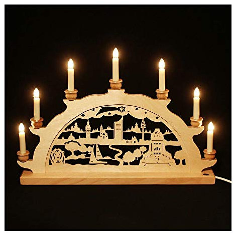 Holz-Schwibbogen Lichterbogen Schwibbogen aus dem Erzgebirge (Leipzig, 50 cm)