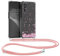 kwmobile Necklace Case kompatibel mit Oppo Find X3 Lite Hülle - Silikon Cover mit Handykette - Rosa Dunkelbraun Transparent Kirschblütenblätter
