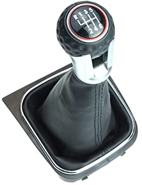 Generisch Schaltknauf Golfball-Optik Schaltsack Rahmen 6 Gang schwarze Naht kompatibel/Ersatzteil für VW Golf 5 V Golf 6 VI Komplettset 1K0711113 5K0711113 1K8711113