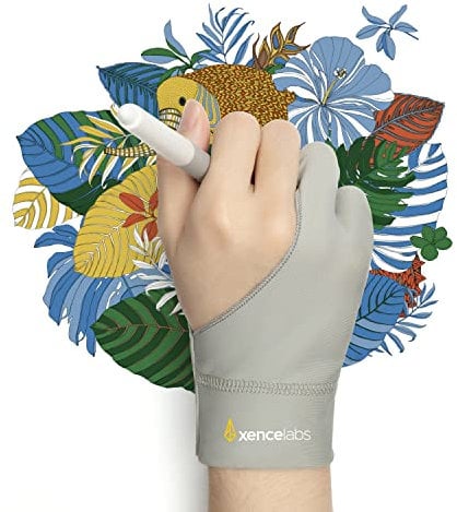 XENCELABS Zeichenhandschuh Antifouling Handschuh für Grafiktablett, Digital Drawing Glove, Künstlerhandschuh für Rechts und Links, Zwei-Finger-Handschuh, Grau, S