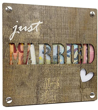 Geldgeschenk JUST MARRIED I Originelles Hochzeitsgeschenk für Brautpaar aus Holz I Hochzeitsgeschenke I Geldgeschenke I Geldverpackung I Hochzeit Geschenk I Geschenke I Geld von Herzen verschenken