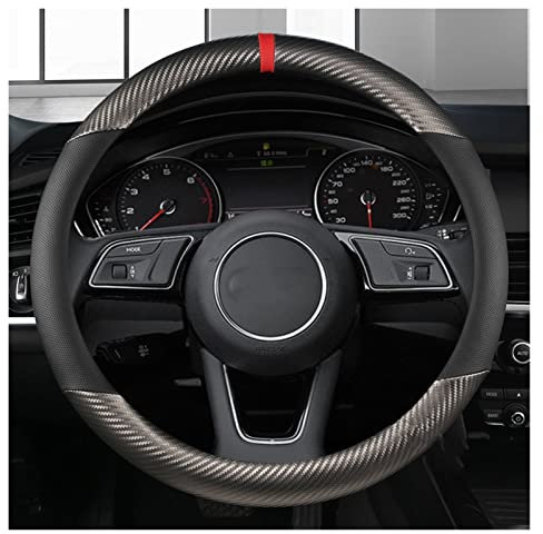 Lenkradbezug Für Audi A1 A3 A4 A5 A6 A7 A8 Q2 Q3 Q5 Q7 Q8 S4 S3 S5 S6 S8 RS6 RS4 Carbon Leder Auto Lenkradbezug 38cm Lenkradabdeckung (Farbe : GREY O SHAPE)