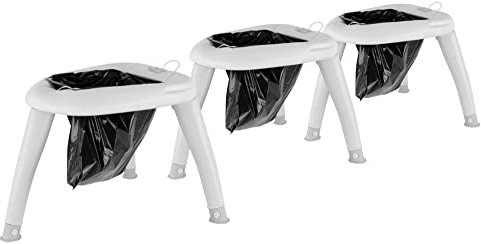 Stagecaptain Quixie-2842 Camping Toilette 3X Set - Outdoor- und Reise-WC - Für Kinder und Erwachsene - Mit Handwaschsprayer - In praktischer Transporttasche - Inklusive 30 Auffangbeutel - hellgrau