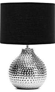 konsimo NIPER Tischlampe - Schreibtischlampe für Wohnzimmer, Schlafzimmer und Flur - Tischleuchten Leselampe - Desk Lamp - Lampen Bürolampe Schwarz und Silber