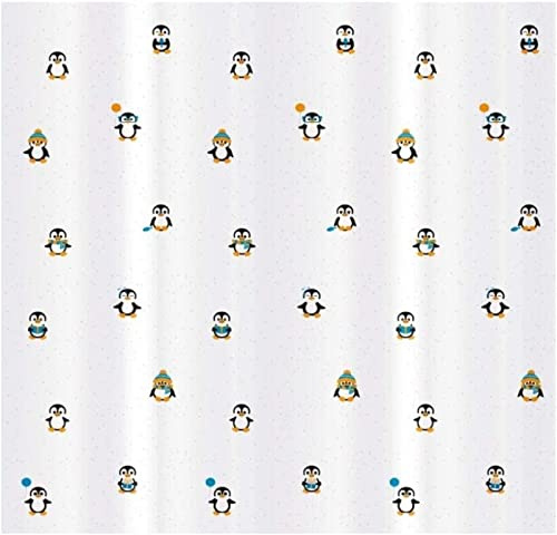 SIHATE Duschvorhang 120x180 cm Pinguin, aus Stoff Polyester Waschbar Anti Schimmel Süßer Zeichentrickfilm Shower Curtains, Duschvorhänge Curtains mit Haken