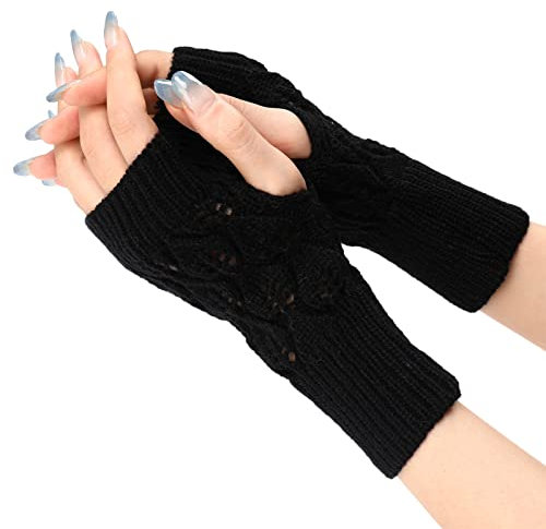 Winterhandschuhe Damen Wasserdicht Damen Fingerlose Handschuhe Thicken Strick Pluswärmer Handstulpen Fäustlinge Strick Fingerlose Fäustlinge Strick Fingerlose Fäustlinge Lange Stricken Armstulpe