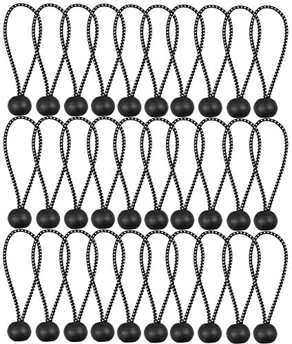 Spanngummis mit Kugel 30-stück,Planenspanner mit Kugel 15cm,Gummispanner für Planen,weidezelt,planenbefestigung,Expanderschlingen,ösen für abdeckplanen(Schwarz und weiß)