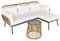 Outsunny 3 TLG. Rattan Gartenmöbel-Set, Sitzgruppe mit Kissen, Gartengarnitur mit 1 Beistelltisch, 1 Liegestuhl, 1 Doppelsofa, Sitzgarnitur für Garten, Terrasse, Stahl, Kaffee