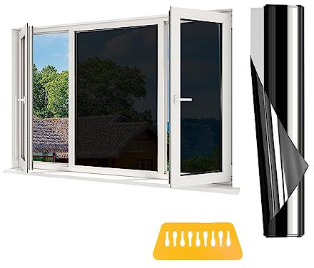 Spiegelfolie Selbstklebend, Sonnenschutzfolie Fenster Reflektierende Fensterfolie Sonnenschutz UV Schutzfolie Sichtschutzfolie Innen Hitzeschutzfolie Wärmeschutzfolie Thermofolie Für Fenster(30*300Cm)