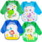 Vicloon Baby Lätzchen mit Lange Ärmeln, 4 Stück Wasserdicht Babylätzchen, Ärmellätzchen Abwaschbar, Unisex für Malen Play Essen Kunst Handwerk Malerei, 4 Muster, Passend für 6-36 Monate Kinder