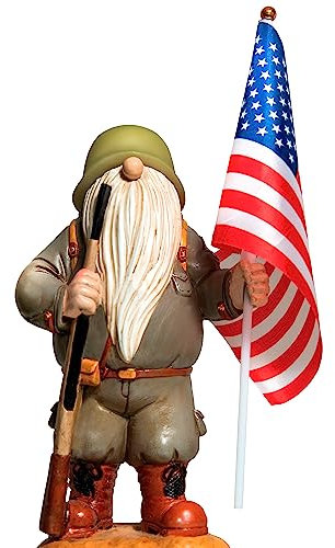 Redwix Military Garden Gnome with Guns Outdoor 11, US Army Gnomes Garden Decorations, Patriotic Army Gnome