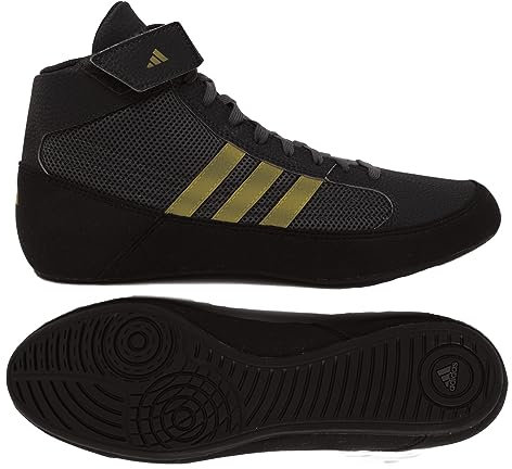 adidas Men's HVC Wrestling Shoe, Black/Charcoal/Metallic Gold, 10