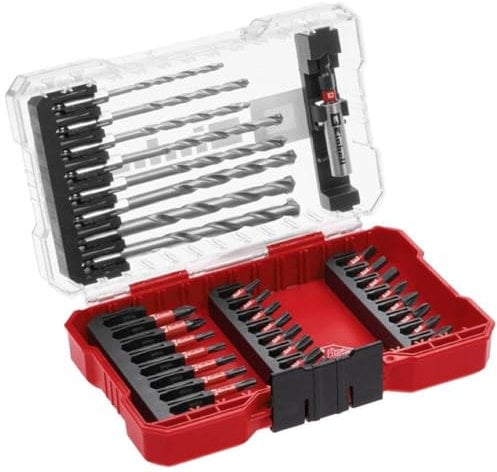 Set di punte e punte per muratura originali Einhell M-CASE da 33 pezzi resistenti agli urti (punte da 25 e 50 mm, punta per muratura, portapunte da 60 mm, inclusa scatola di custodia)