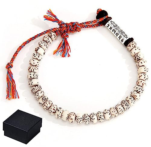 BOSONS Bracelet Porte-Bonheur tibétain, Perles tibétaines tressées à la Main Bracelet de graines Bodhi pour Femmes Hommes