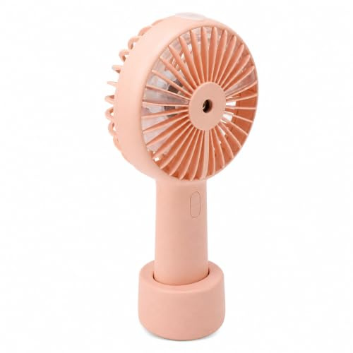 Fockety Mini-Spray-Wassernebel-Ventilator, 2000 MAh ABS, 7 Turbinenblätter, 2 Sprühmodi, Handnebler-Ventilator für Reisen (Rosa)