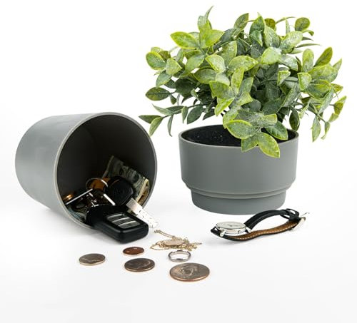 Livebe Maceta con caja fuerte oculta y compartimento secreto, escondite para llaves, caja fuerte secreta para ocultar llaves (verde)