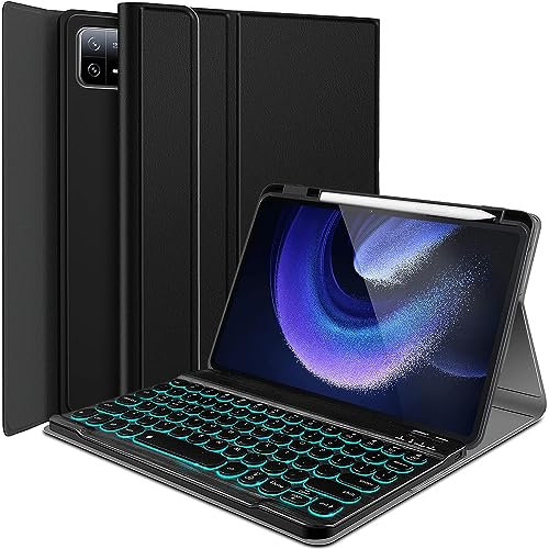 LDSOYIA Custodia per tastiera retroilluminata per Xiaomi Mi Pad 6/Mi Pad 6 Pro (11 pollici, modello 2023), 7 colori retroilluminato staccabile tastiera wireless custodia protettiva per Xiaomi Mi Pad