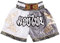 MUAY NATION Muay Thai Shorts für Kinder (2 Jahre - 12 Jahre) Mädchen Jungen Boxhosen für Kickboxen MMA Kampfsport (DE/NL/SE/PL, Alter, 6 Jahre, 8 Jahre, Regular, Weiß/Grau)