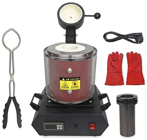 Horno De Fusión De Oro De Mesa Eléctrico De 1800 W, Horno De Fusión De Oro Comercial Horno De Fusión De Metal Pequeño De Alta Temperatura con Crisol De Grafito, para Fundición