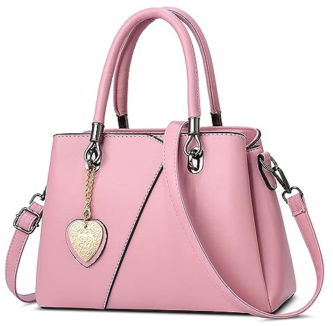 DORRISO Elegante Donna Borsa a Mano Medie PU Pelle Borsa a Tracolla con Moda Pendente Multiplo Scomparto Satchel Tote Borse per Viaggio Shopping Lavoro Vacanza Casuale Borse Messenger Rosa